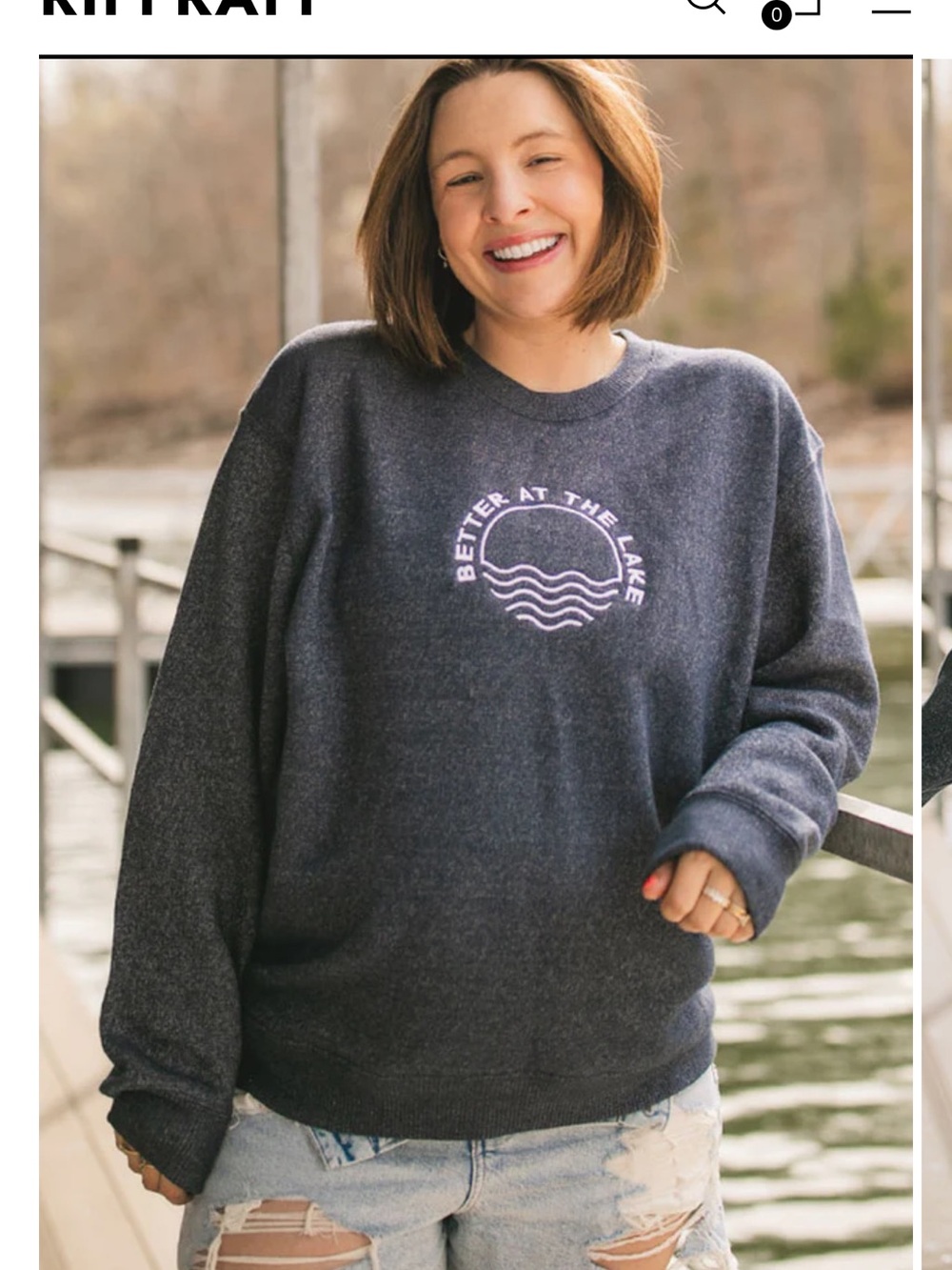 Women’s Blue Ribbed 'Better at the Lake' Pullover Sweater